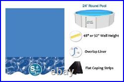 SmartLine 24' Round Overlap Swirl Bottom 25 Gauge Swimming Pool Liner with Coping