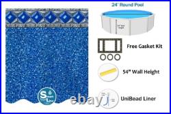 SmartLine 24' x 54 Round Unibead Crystal Tile Swimming Pool Liner 25 Gauge