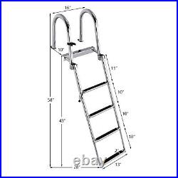 Stainless Steel Folding 4-Step Pontoon Boat Ladder Telescoping Swim Deck Ladder