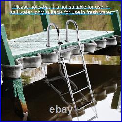 Stainless Steel Folding 4-Step Pontoon Boat Ladder Telescoping Swim Deck Ladder