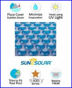 Sun2Solar 20 x 40 Rectangle Blue Swimming Pool Solar Blanket Cover 800 Series