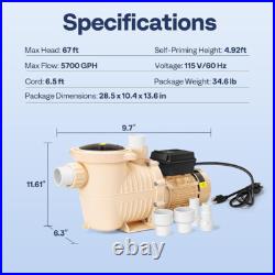 Swimming Pool Pump 2.0HP Variable Speed Self-Priming for In/Above Ground Pools Swimming Pool Pump 2.0HP Variable Speed Self-Priming for In/Above Ground Pools