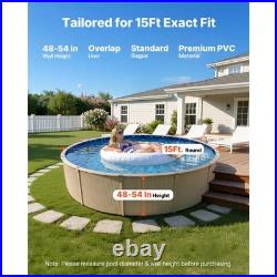 Uimoso 15ft Round Overlap Pool Liner 54in Wall Height Durable Vinyl with Boulder Uimoso 15ft Round Overlap Pool Liner 54in Wall Height Durable Vinyl with Boulder