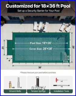 Uimoso Swimming Pool Safety Cover 18x36FT Safety Pool Cover with Center End Steps Uimoso Swimming Pool Safety Cover 18x36FT Safety Pool Cover with Center End Steps