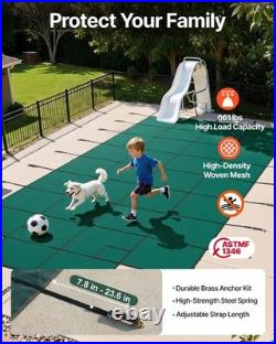 Uimoso Swimming Pool Safety Cover 18x36FT Safety Pool Cover with Center End Steps Uimoso Swimming Pool Safety Cover 18x36FT Safety Pool Cover with Center End Steps