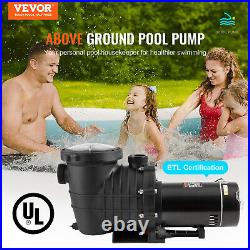 VEVOR Above Ground Swimming Pool Pump Single Speed 2 HP 110 GPM 110V / 240V UL