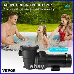 VEVOR Swimming Pool Pump 2 HP Filter Pump 90 GPM withStrainer Above Ground