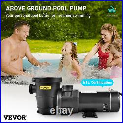 VEVOR Swimming Pool Pump Filter Pump 2 HP 90 GPM withStrainer Above Ground