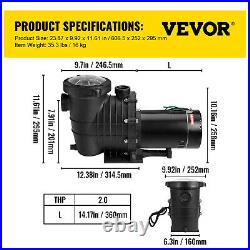 VEVOR Swimming Pool Pump In/Above Ground Pool Pump 2 HP 5280 GPH with Strainer