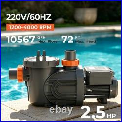 Varpoolfaye 2.5HP Energy Saving Variable Speed Inground Swimming Pool Pump 220V