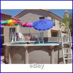 Vinyl Works A Frame Ladder with Barrier for Swimming Pools 48 to 56 Tall, White