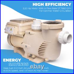 XtremepowerUS 2.2HP Swimming Pool Pump In/Above Ground with Strainer Filter Basket